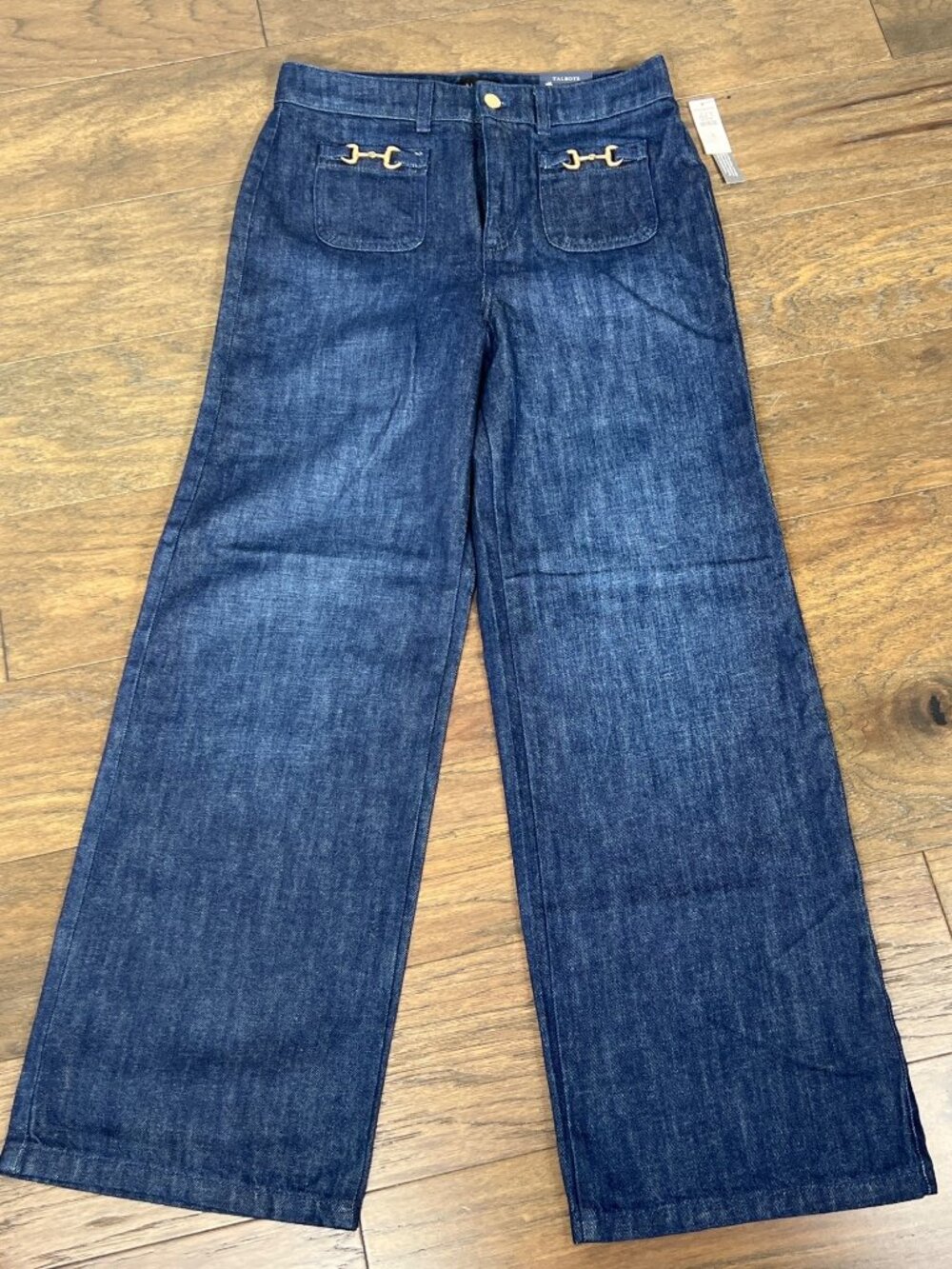 TALBOTS Relaxed Trouser Jeans High Waist Dark Wash Sz 4 NWT